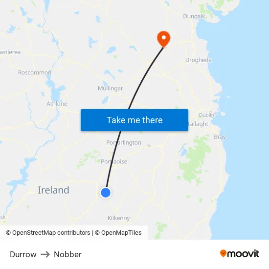 Durrow to Nobber map
