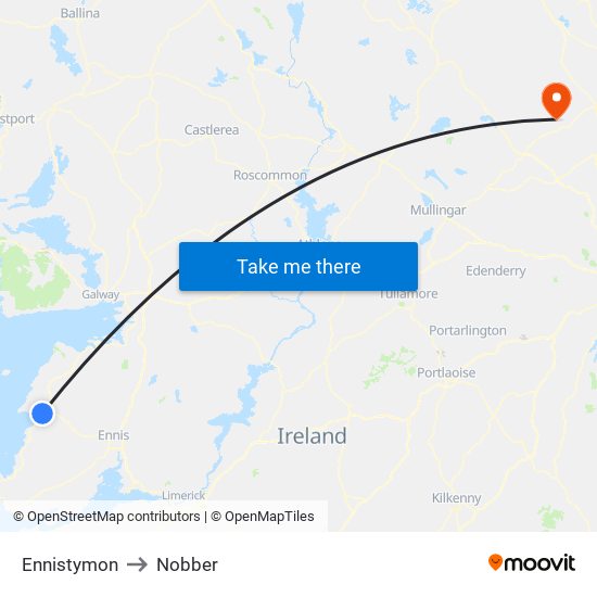 Ennistymon to Nobber map