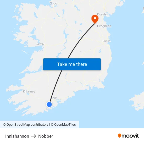 Innishannon to Nobber map