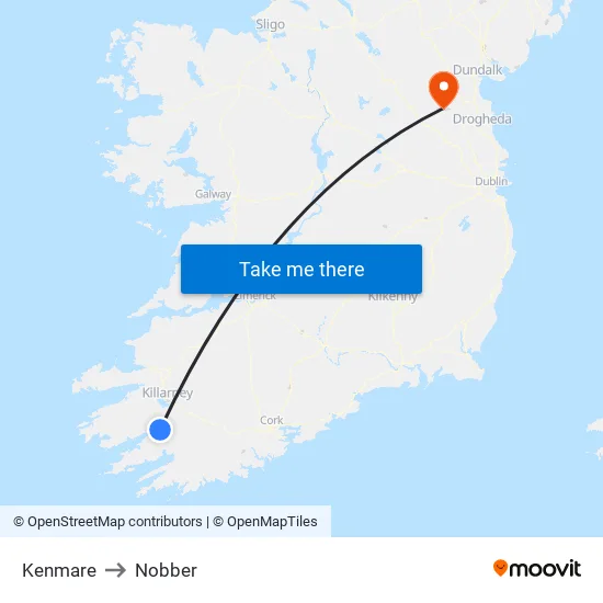 Kenmare to Nobber map