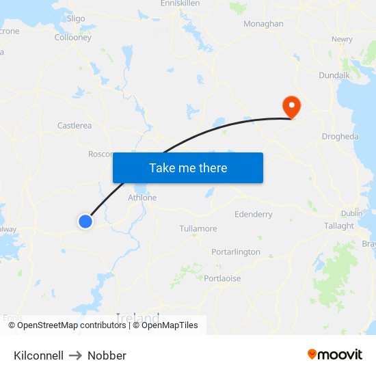 Kilconnell to Nobber map