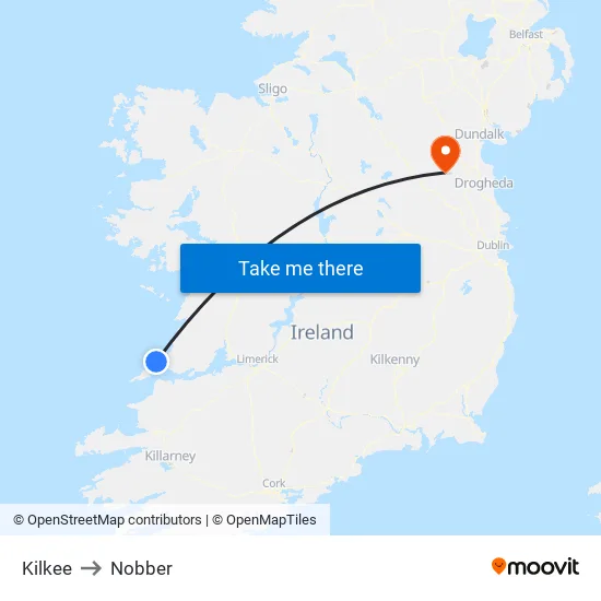 Kilkee to Nobber map