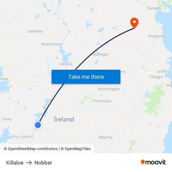 Killaloe to Nobber map