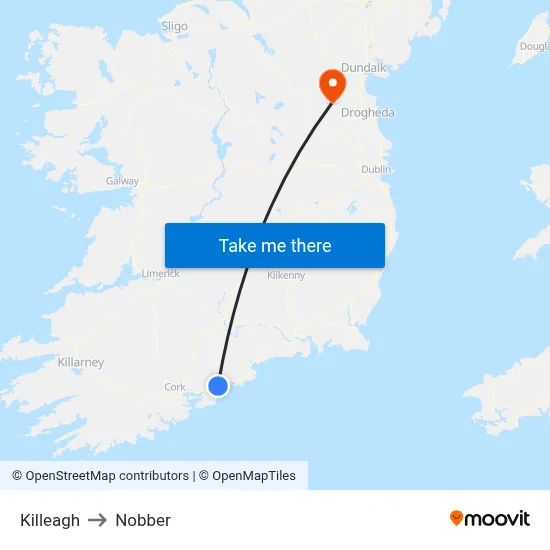 Killeagh to Nobber map