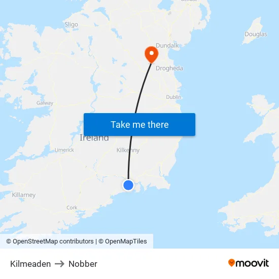 Kilmeaden to Nobber map