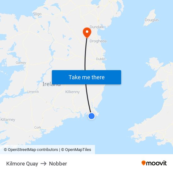 Kilmore Quay to Nobber map