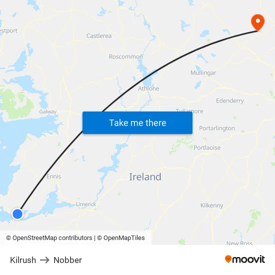 Kilrush to Nobber map