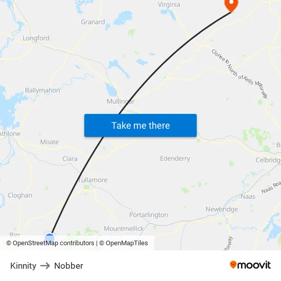 Kinnity to Nobber map