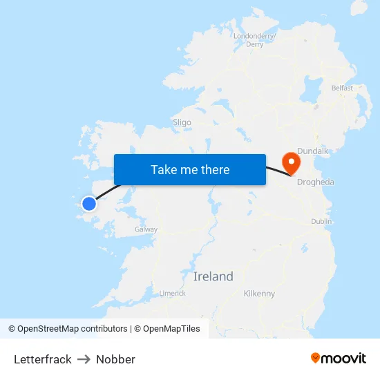 Letterfrack to Nobber map