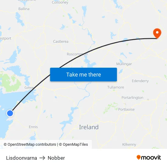 Lisdoonvarna to Nobber map