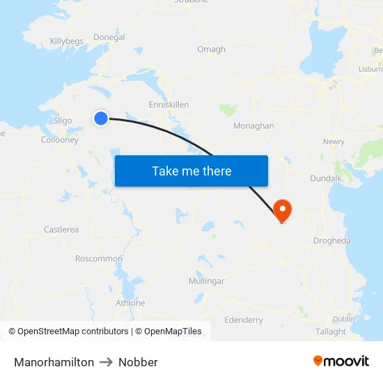 Manorhamilton to Nobber map
