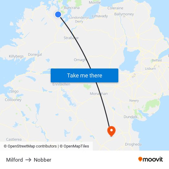 Milford to Nobber map