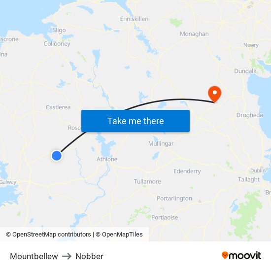 Mountbellew to Nobber map