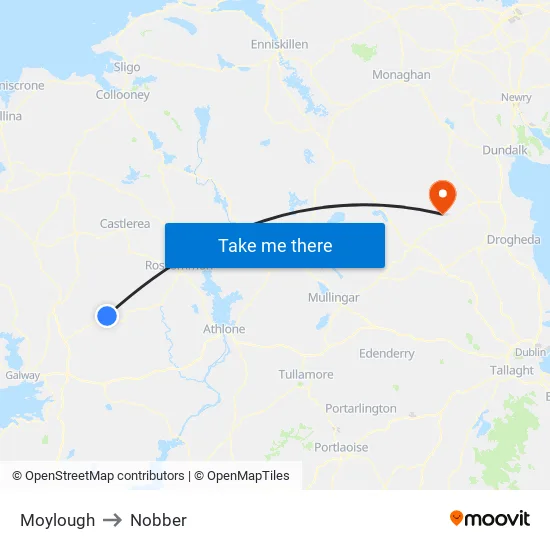 Moylough to Nobber map