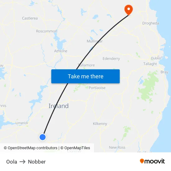 Oola to Nobber map