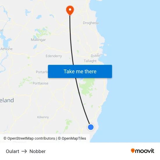 Oulart to Nobber map