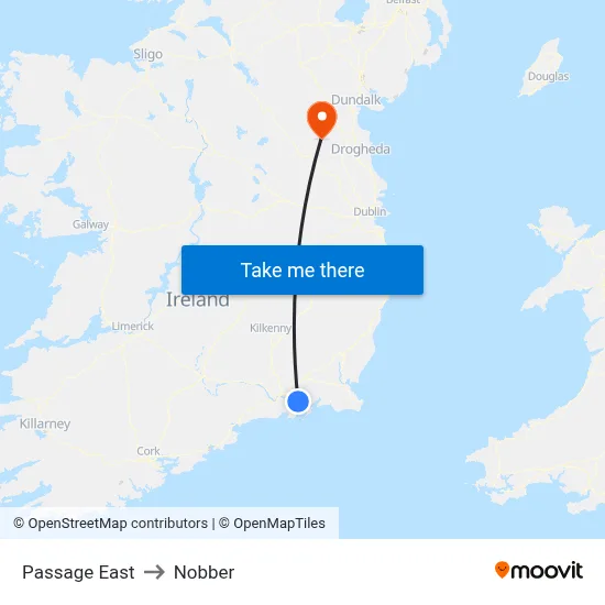 Passage East to Nobber map