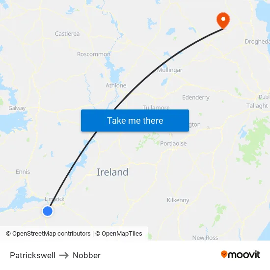 Patrickswell to Nobber map