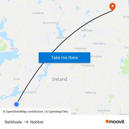 Rathkeale to Nobber map
