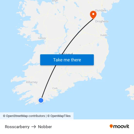 Rosscarberry to Nobber map
