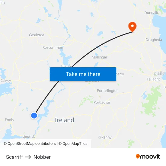 Scarriff to Nobber map