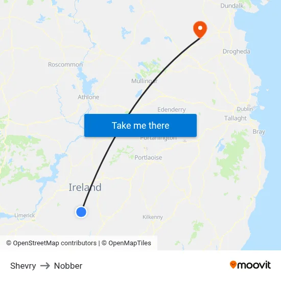 Shevry to Nobber map