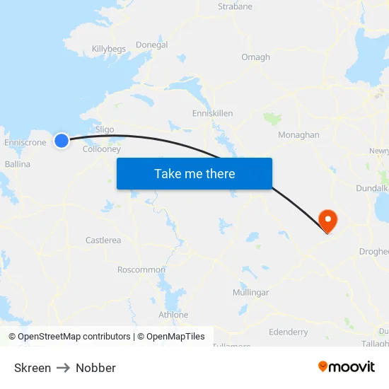 Skreen to Nobber map