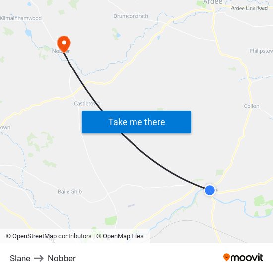 Slane to Nobber map