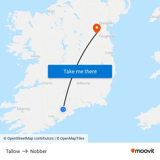 Tallow to Nobber map