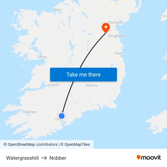 Watergrasshill to Nobber map