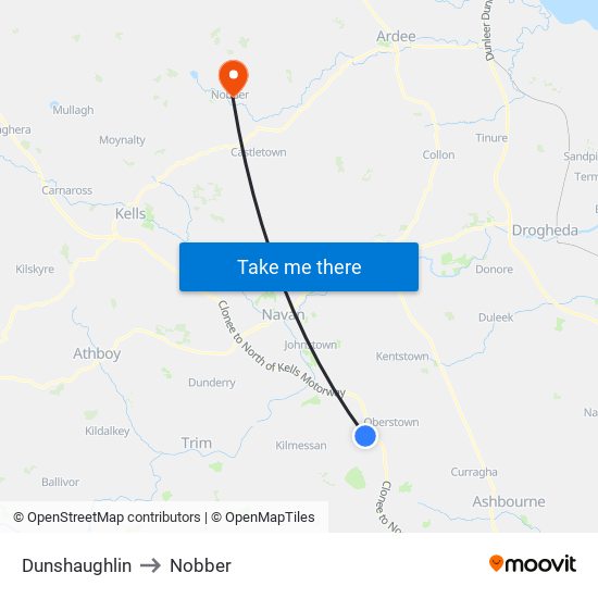 Dunshaughlin to Nobber map