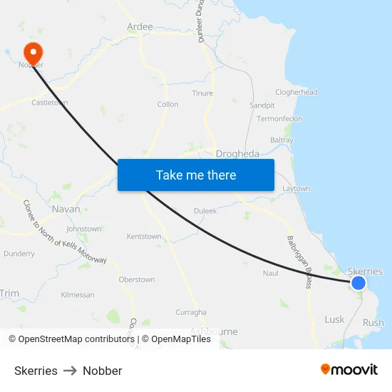Skerries to Nobber map