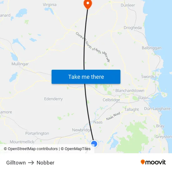 Gilltown to Nobber map