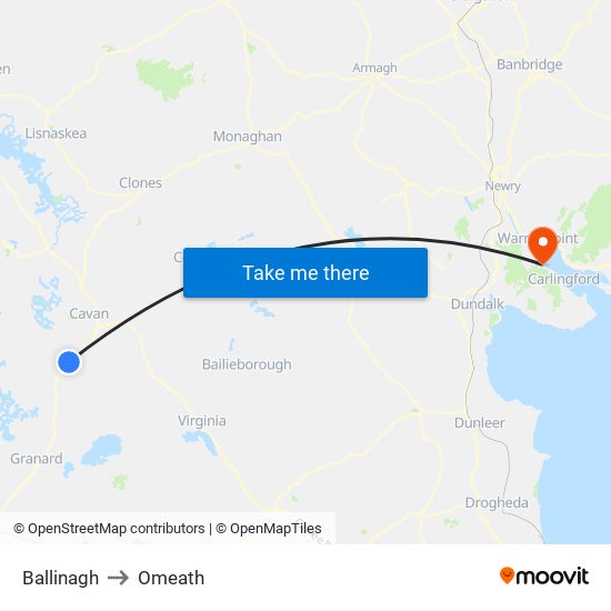 Ballinagh to Omeath map
