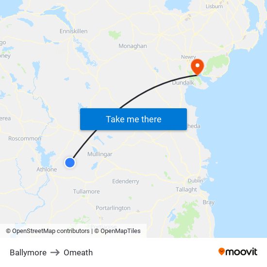 Ballymore to Omeath map