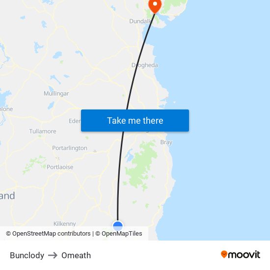 Bunclody to Omeath map