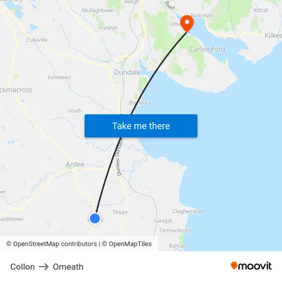 Collon to Omeath map