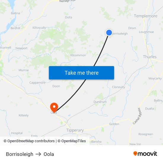 Borrisoleigh to Oola map