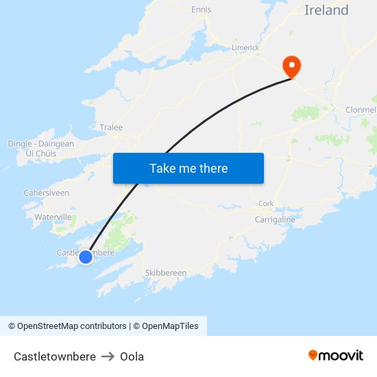 Castletownbere to Oola map