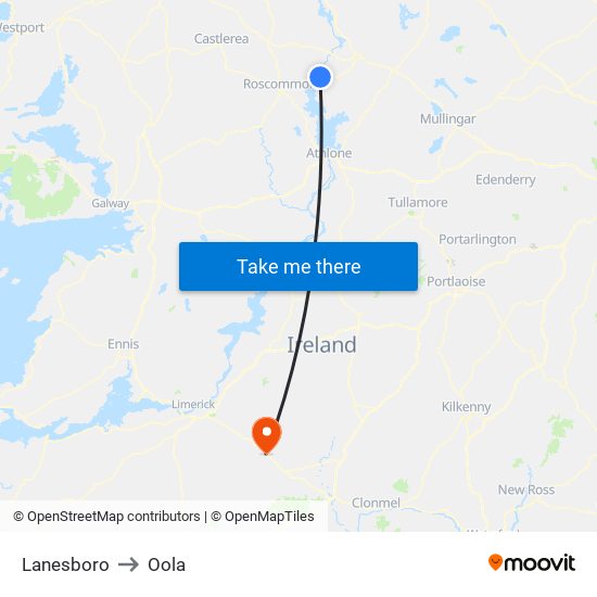 Lanesboro to Oola map