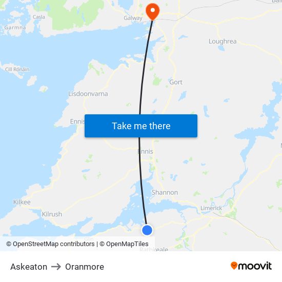 Askeaton to Oranmore map