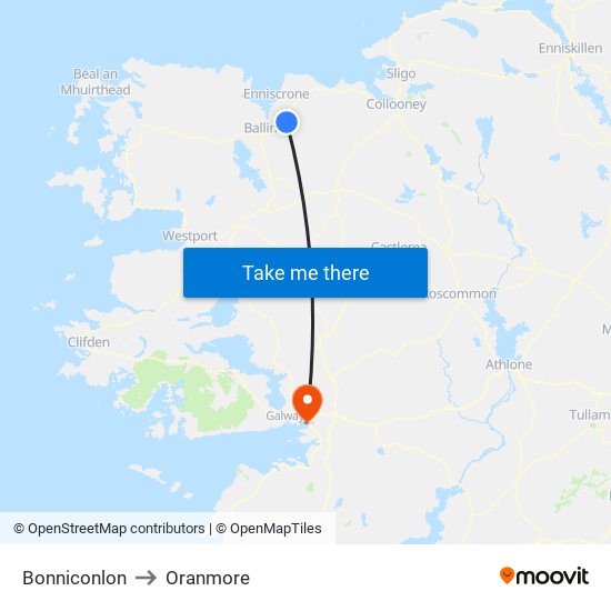 Bonniconlon to Oranmore map