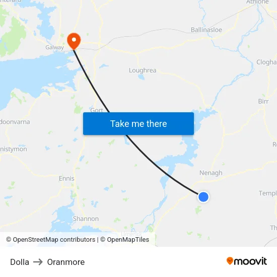 Dolla to Oranmore map