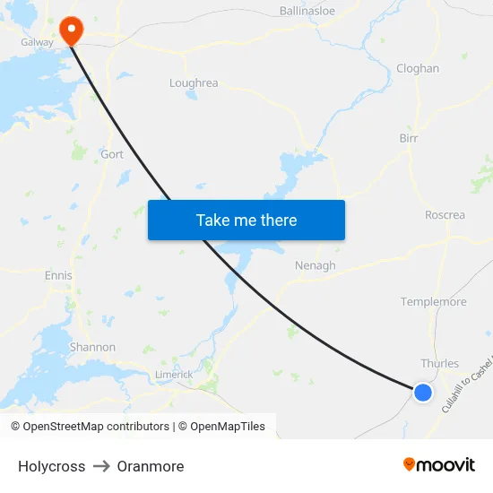 Holycross to Oranmore map