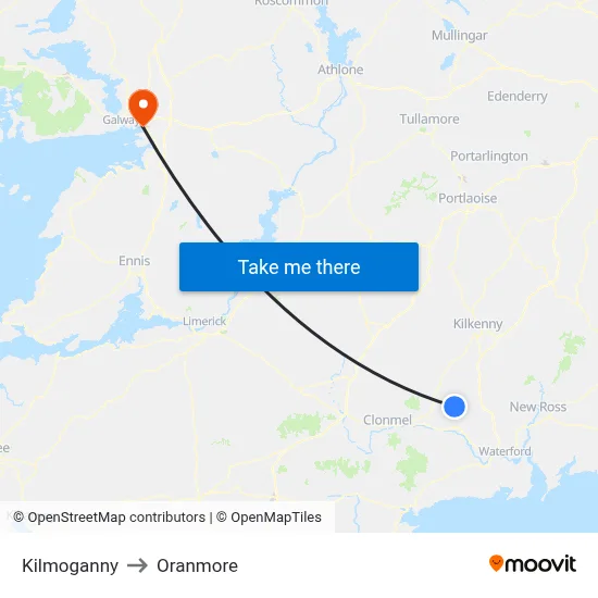 Kilmoganny to Oranmore map