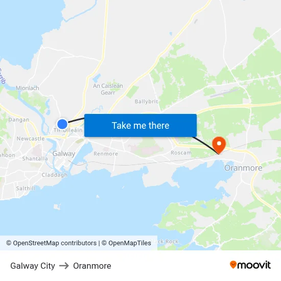 Galway City to Oranmore map