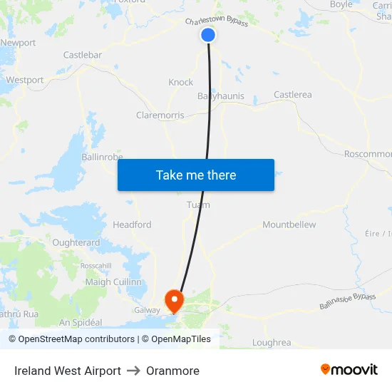 Ireland West Airport to Oranmore map