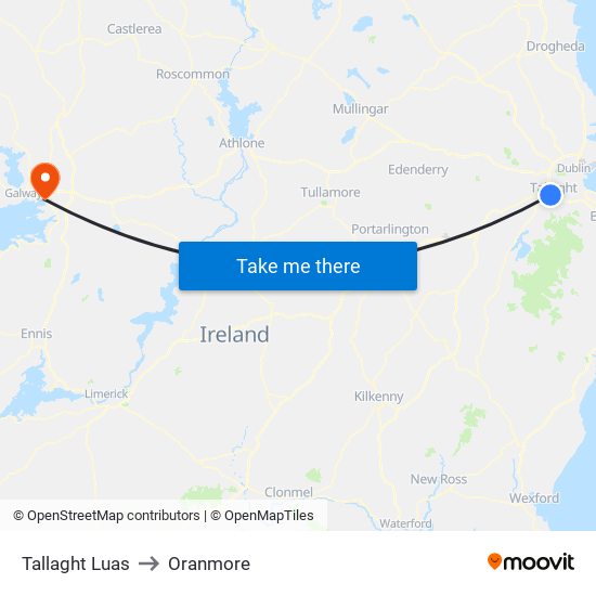 Tallaght Luas to Oranmore map