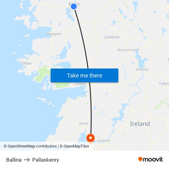 Ballina to Pallaskenry map