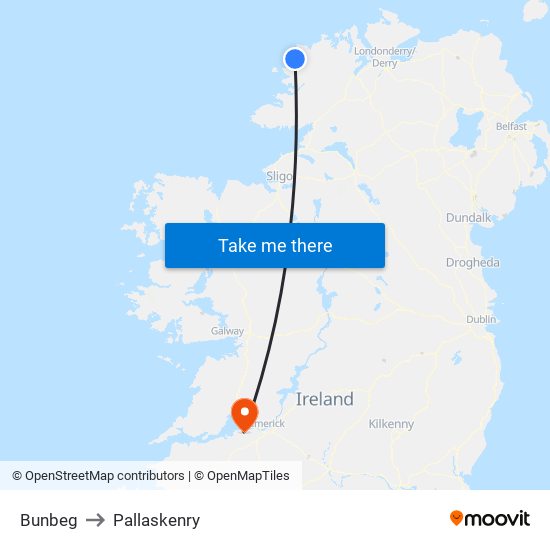 Bunbeg to Pallaskenry map